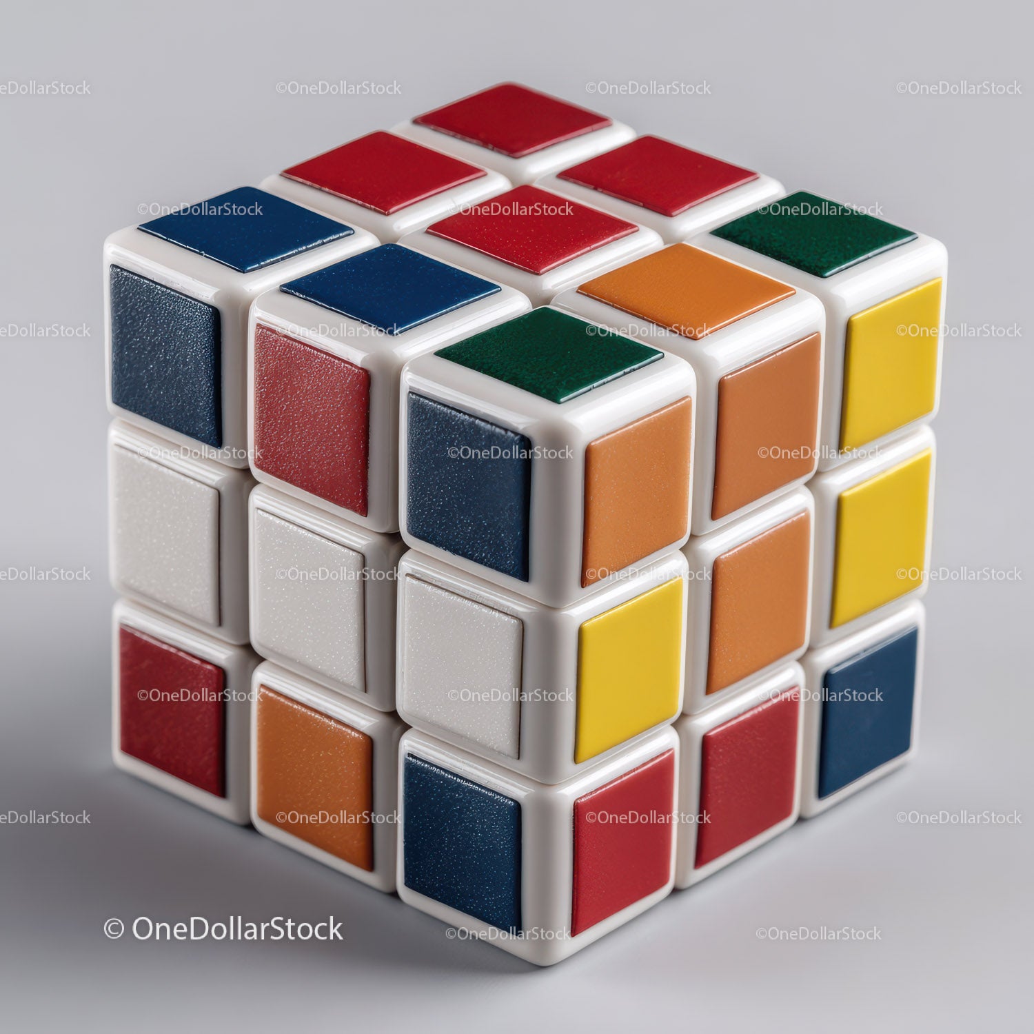 Colorful Rubik's Cube with Vibrant Red, Blue, Green, Yellow, and White Colors