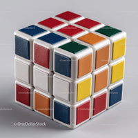 Colorful Rubik's Cube with Vibrant Red, Blue, Green, Yellow, and White Colors