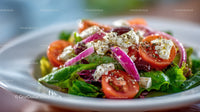 Fresh Vegetable Salad with Tomatoes, Onions and Feta Cheese