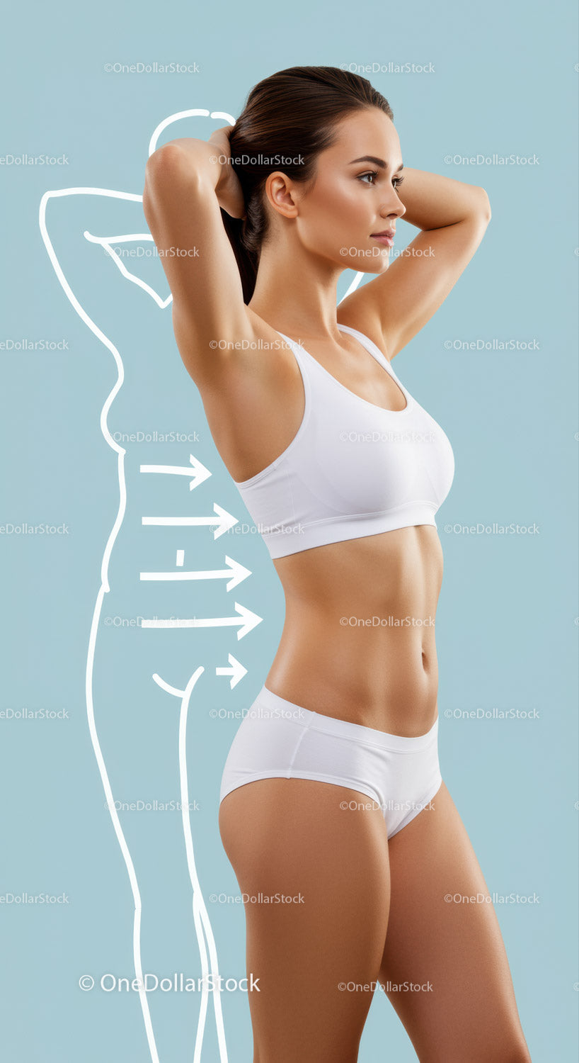 Fitness Model Showing Toned Body with Body Contours and Active Posture