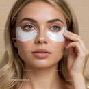 Woman with under eye patches during skincare treatment