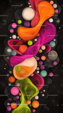 Vibrant Abstract Swirl with Colorful Paint Blobs and Textured Effects