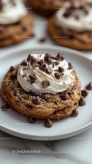 Chocolate Chip Cookie with Whipped Cream and Chocolate Topping