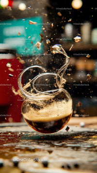 Dynamic Explosion of Champagne in a Glass with Confetti Effects