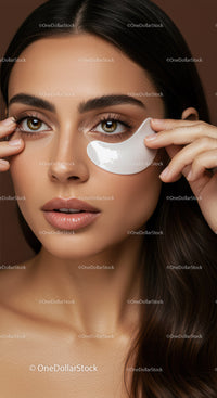 Young Woman Applying Eye Patch for Skin Care Treatment