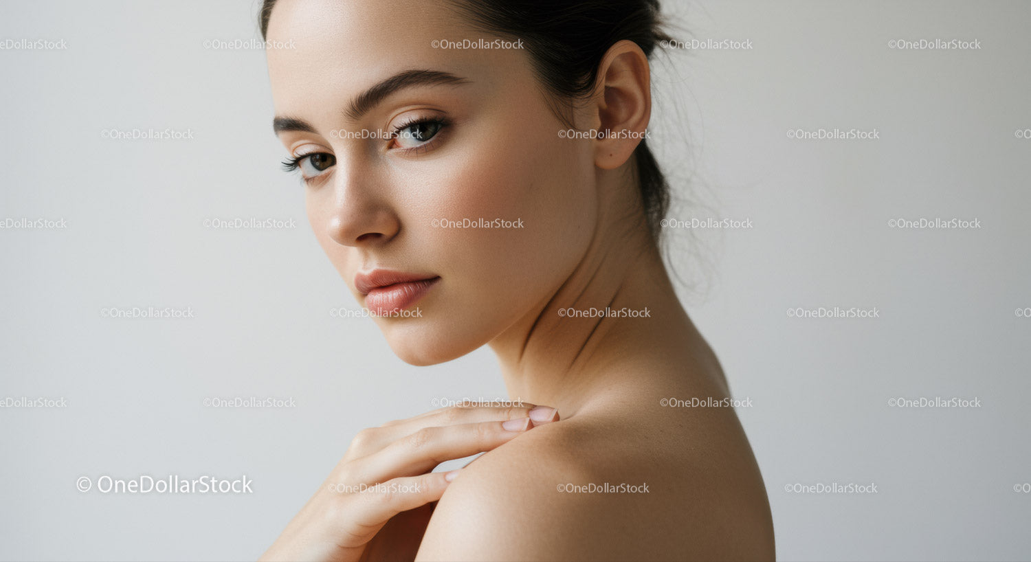 Elegant Beauty Portrait of a Young Woman with Flawless Skin