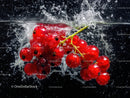 Red Currants Splash in Water for Refreshing Fruit Image