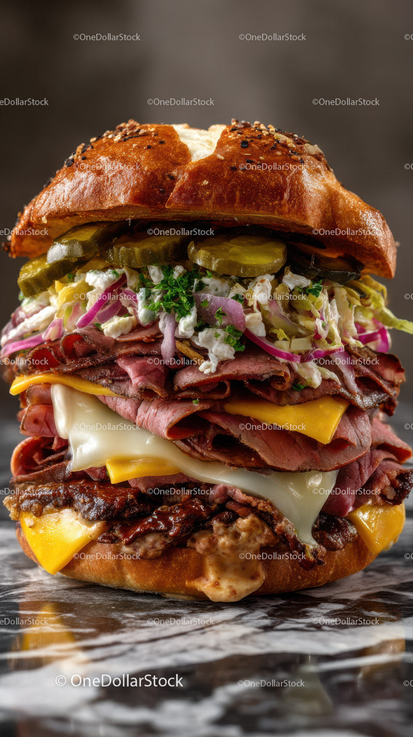 Wykwintny cheeseburger z podwójnym serem, świeżymi warzywami i roztopionym serem