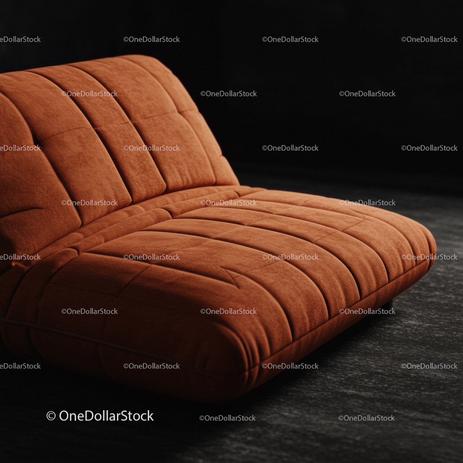 Pomarańczowa aksamitna sofa do wygodnego, nowoczesnego salonu