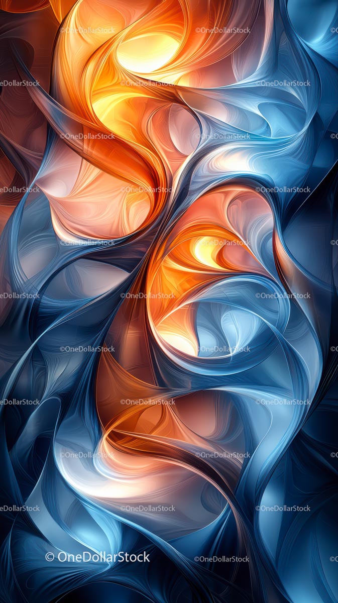 Abstract Swirl in Vibrant Blue Orange Digital Art