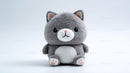 Cute Plush Cat Toy with Large Black Eyes and Pink Nose