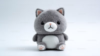 Cute Plush Cat Toy with Large Black Eyes and Pink Nose
