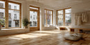 Bright Modern Room with Large Windows and Natural Wood Floors
