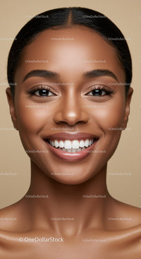 Close up of smiling woman with flawless skin
