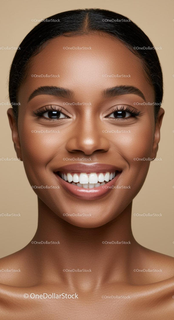 Close up of smiling woman with flawless skin