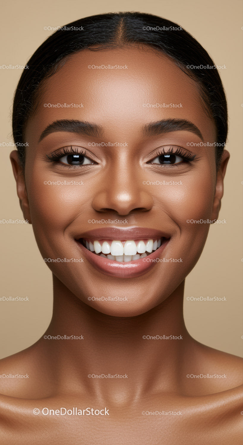Close up of smiling woman with flawless skin