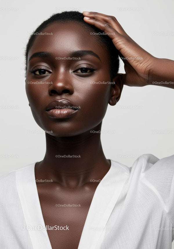 Elegant African Woman Portrait with Natural Makeup and Confident Expression