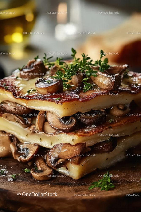 Mushroom Lasagna with Cheese and Herbs