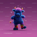 Colorful Fantasy Animal Plush Toy with Bright Fur and Horns