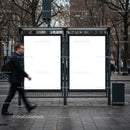 Empty advertising boards at urban city street stop