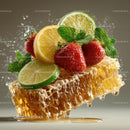 Fresh Honeycomb with Strawberries and Lime Garnish