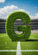 Large Grass Covered Letter G on Football Field