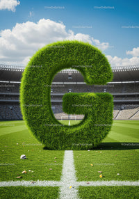 Large Grass Covered Letter G on Football Field