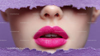 Captivating Female Portrait with Vibrant Pink Lipstick