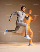 Young Athlete Sprinting with Dynamic Motion Blur Effect