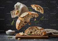 Rustic sourdough bread with fresh rosemary and sea salt