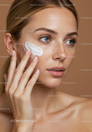 Close-Up of Woman Applying Moisturizer on Freckled Face