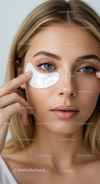 Young Woman Applying Eye Patches for Skin Rejuvenation