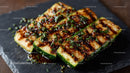 Grilled Zucchini Slices on Black Slate Plate with Char Marks