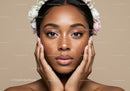 Close-Up Portrait of a Woman with Freckles Wearing a Floral Crown