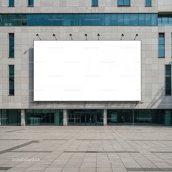 Large Blank Outdoor Billboard on Modern Building JPG Mockup Image