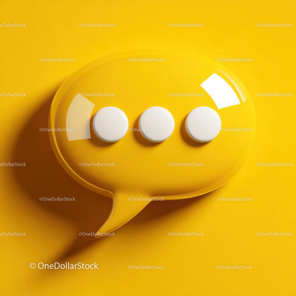 Glossy Yellow Speech Bubble Icon With Dots