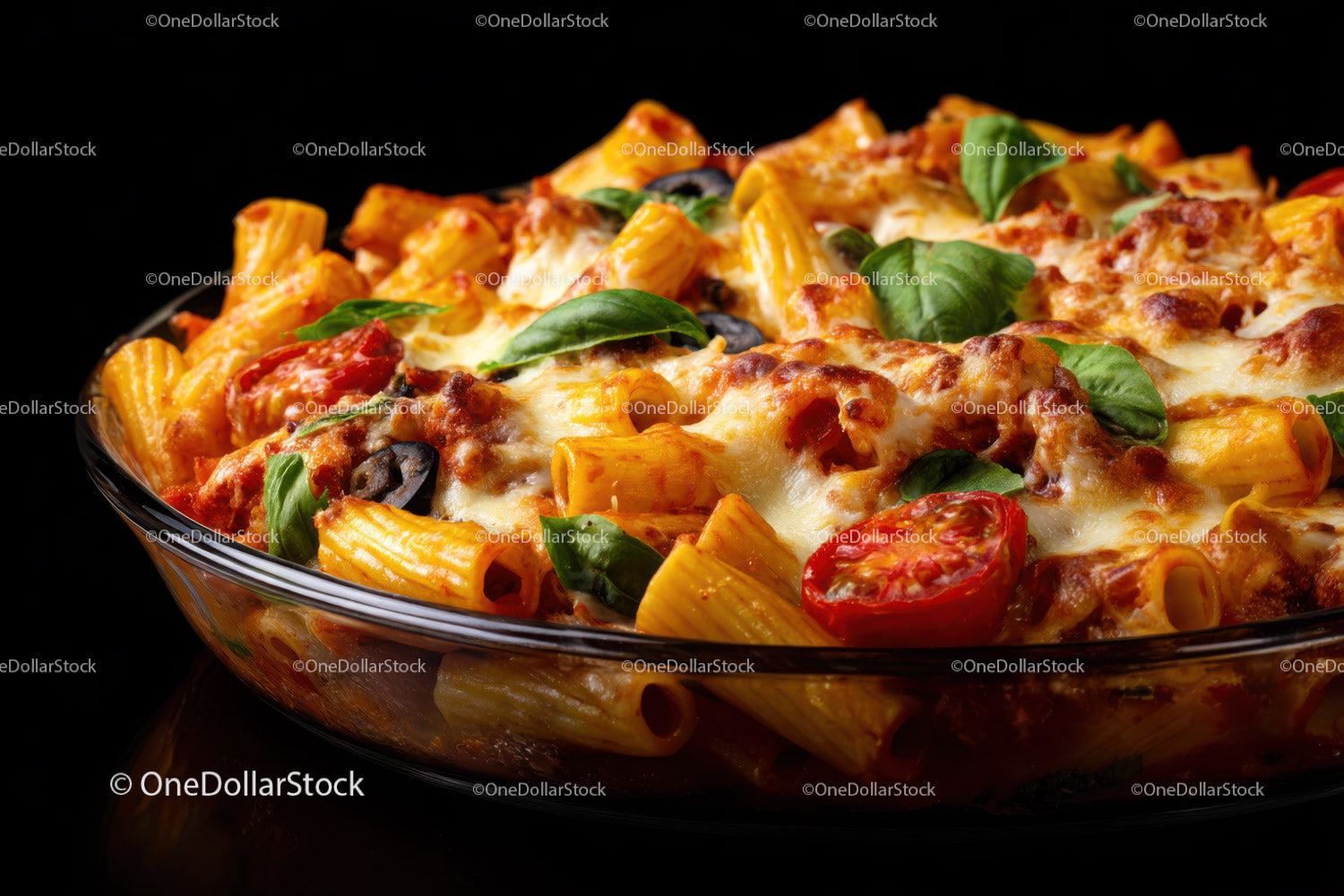 Cheesy Baked Pasta with Cherry Tomatoes and Fresh Basil