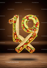Creative 19 Number Made From Tacos With Fresh Ingredients