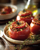 Stuffed Roasted Red Tomatoes with Ground Beef and Fresh Herbs