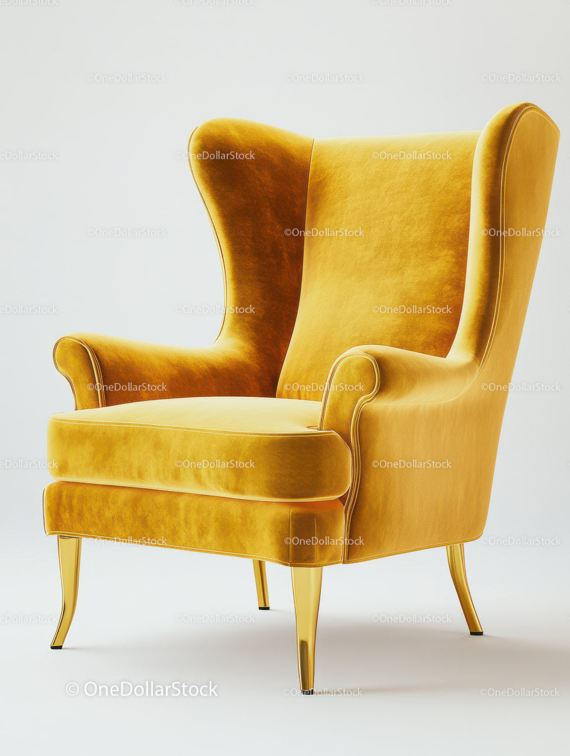 Elegant Golden Velvet High-Back Armchair for Stylish Interiors