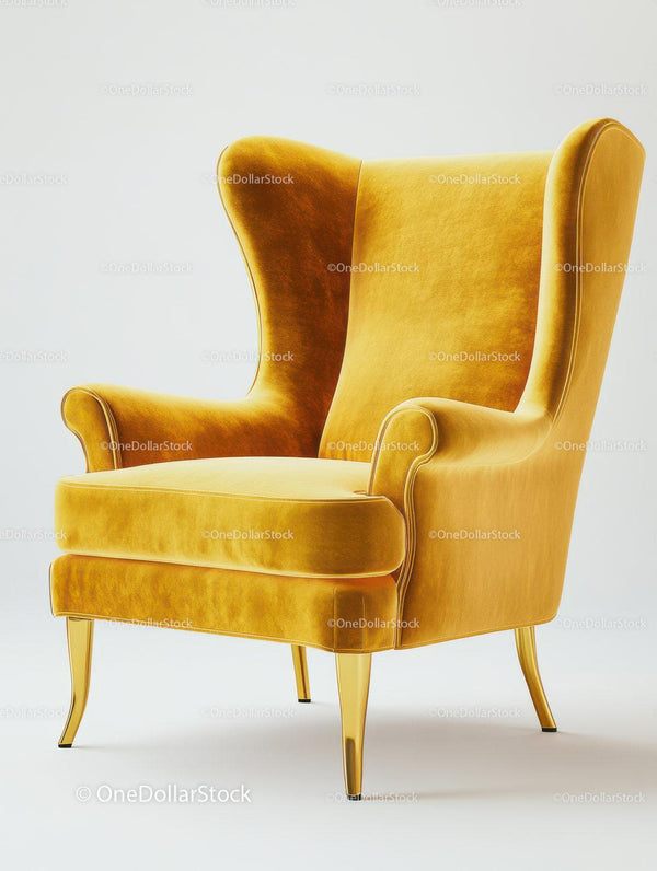 Elegant Golden Velvet High-Back Armchair for Stylish Interiors