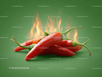Red Chili Peppers with Fire and Heat Effect