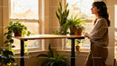 Woman Enjoying Morning Light by Indoor Plants