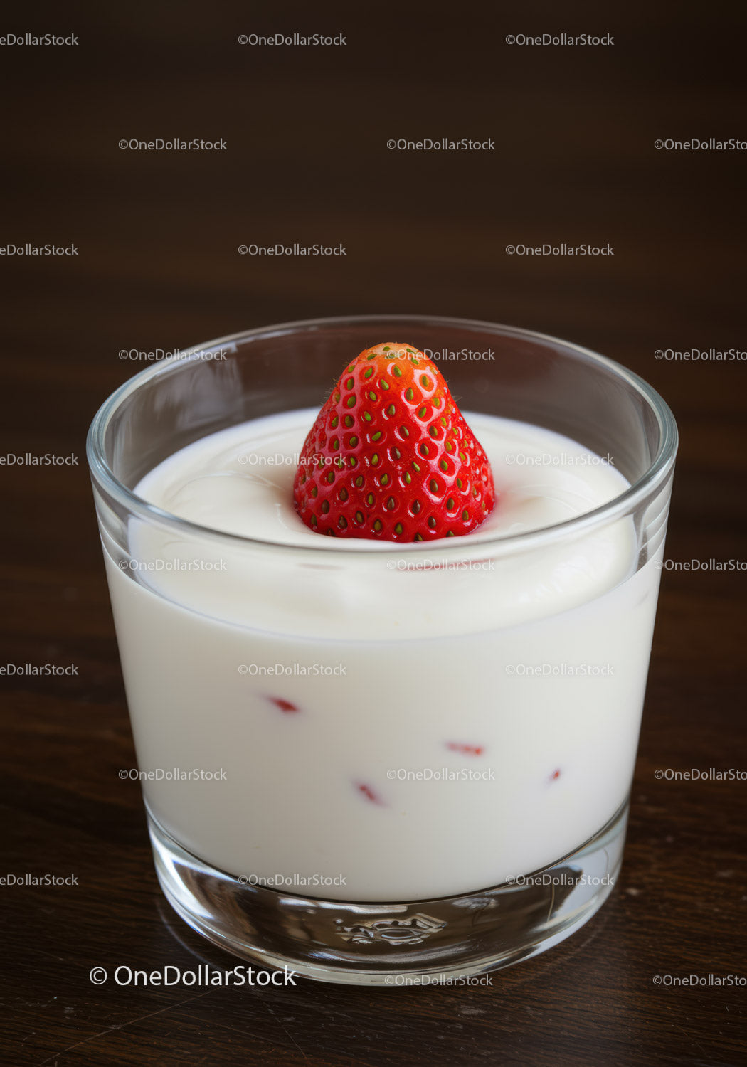 Fresh Strawberry in Creamy Yogurt Dessert Glass