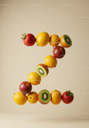 Number Two Crafted From Fresh Mixed Fruits On Beige