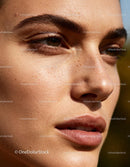 Close-up of natural skin texture and soft lips