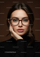 Stylish Young Woman with Glasses in Classic Portrait
