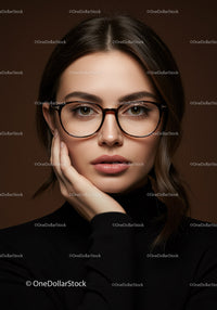 Stylish Young Woman with Glasses in Classic Portrait