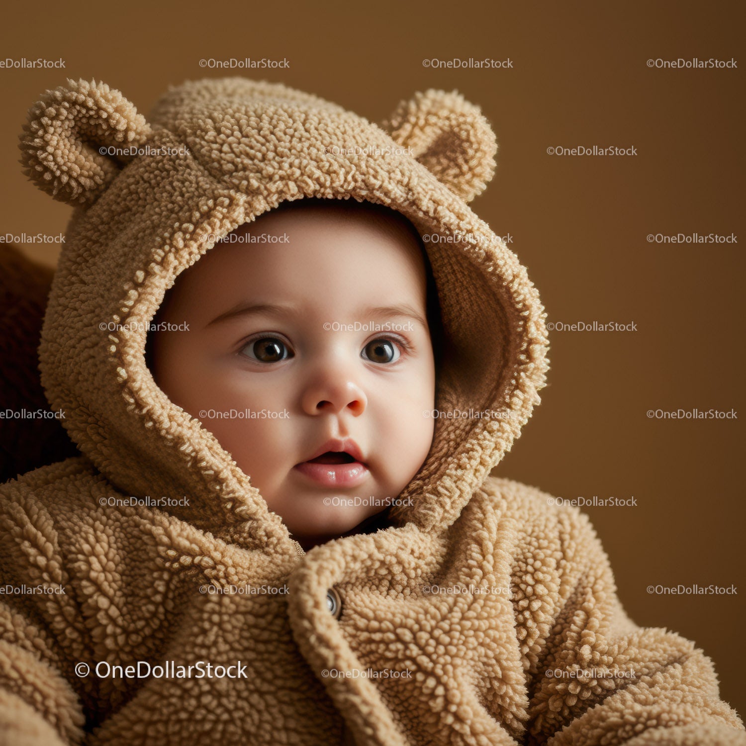 Adorable Baby in Cozy Teddy Bear Fleece Hoodie