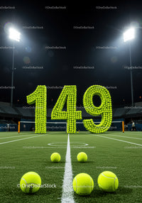 Large Numbers Made of Tennis Balls on Night Court